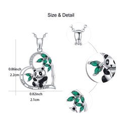 Cartoon Panda Heart Necklace for Girls - Birthday or Christmas Gift