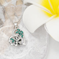 Cartoon Panda Heart Necklace for Girls - Birthday or Christmas Gift