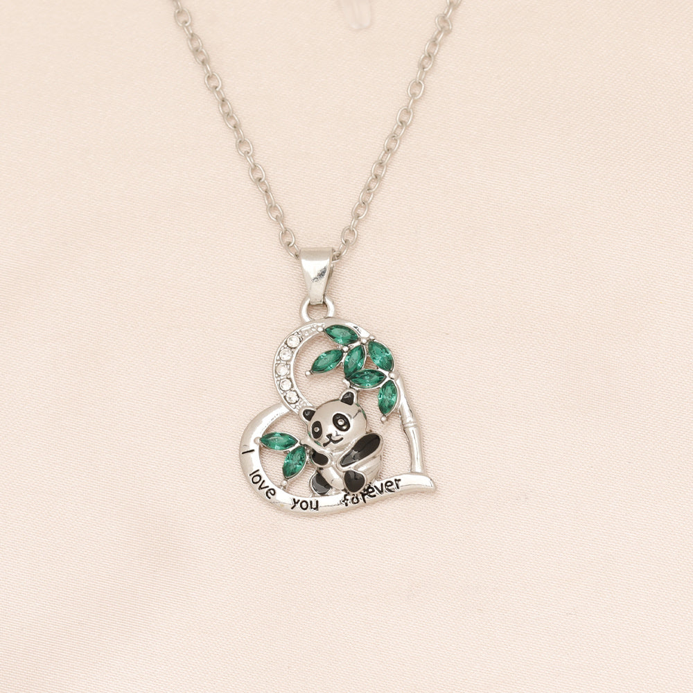 Cartoon Panda Heart Necklace for Girls - Birthday or Christmas Gift
