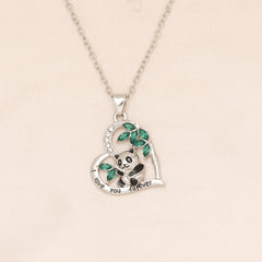 Cartoon Panda Heart Necklace for Girls - Birthday or Christmas Gift