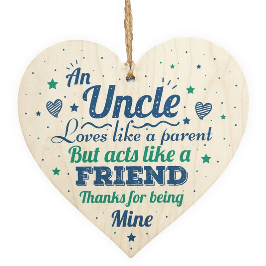 Uncle Wooden Heart Signature Birthday And Christmas Gift