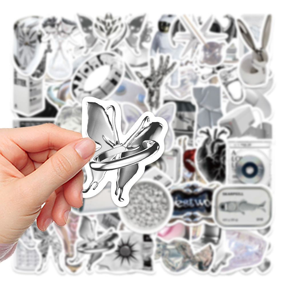 66pcs Silvery Series Stickers Fun Waterproof Reusable DIY Room Decoration