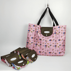 Cartoon Print Foldable Tote Bag Large Capacity for Travel Picnic Beach