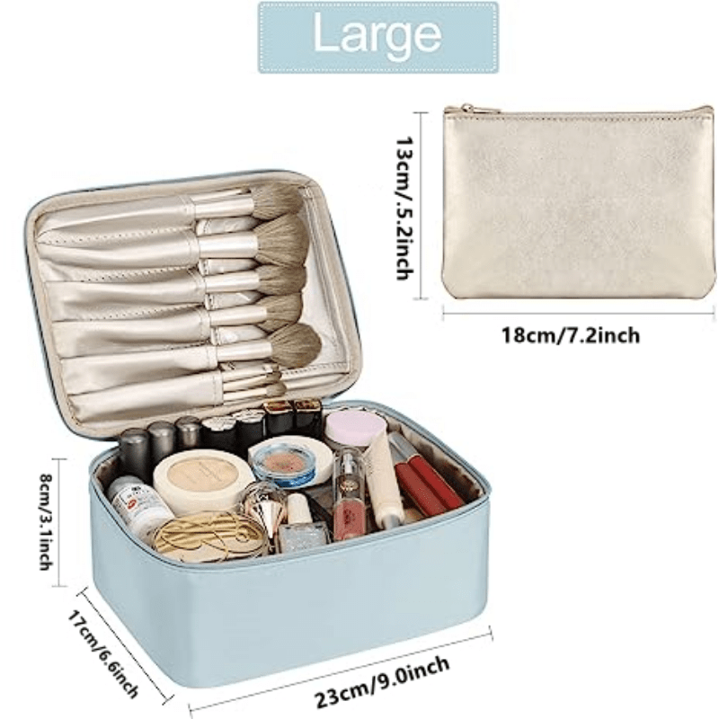 Travel Makeup Bag with Handle and Brush Holder