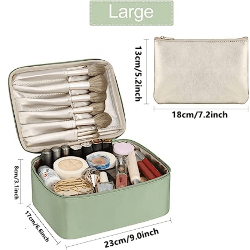 Travel Makeup Bag with Handle and Brush Holder
