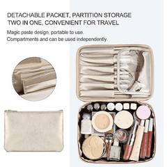 Travel Makeup Bag with Handle and Brush Holder