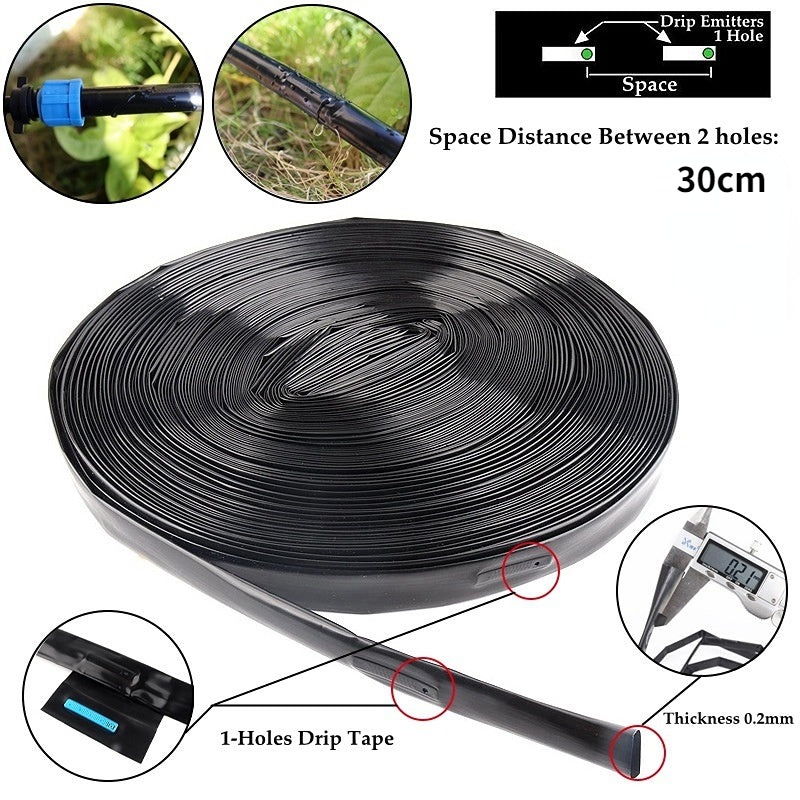 1 Hole Micro Irrigation Drip Tape Soaker Hose 20-50M 16mm