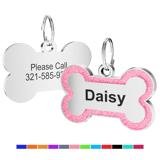 Custom Sparkling Dog Tags - Engraved Pet ID Tag