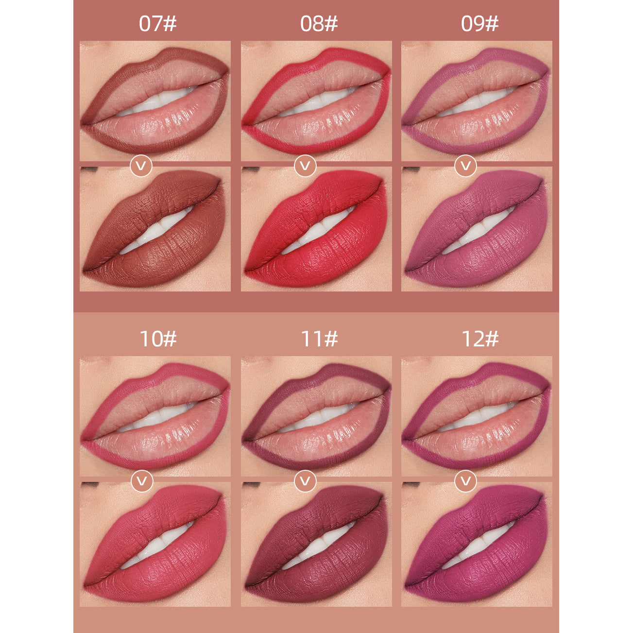 12 Pcs Matte Lip Liner Set - Long Lasting Nude Lipstick Waterproof Retouch