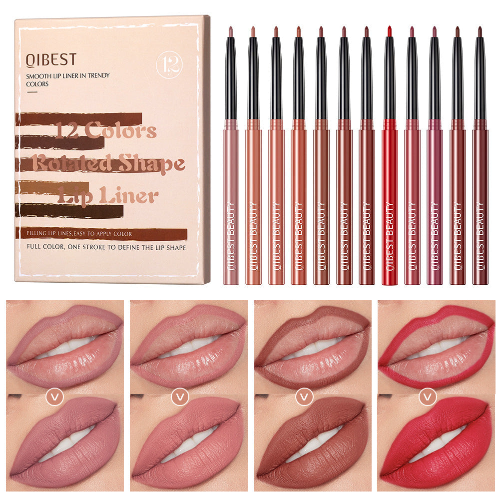 12 Pcs Matte Lip Liner Set - Long Lasting Nude Lipstick Waterproof Retouch