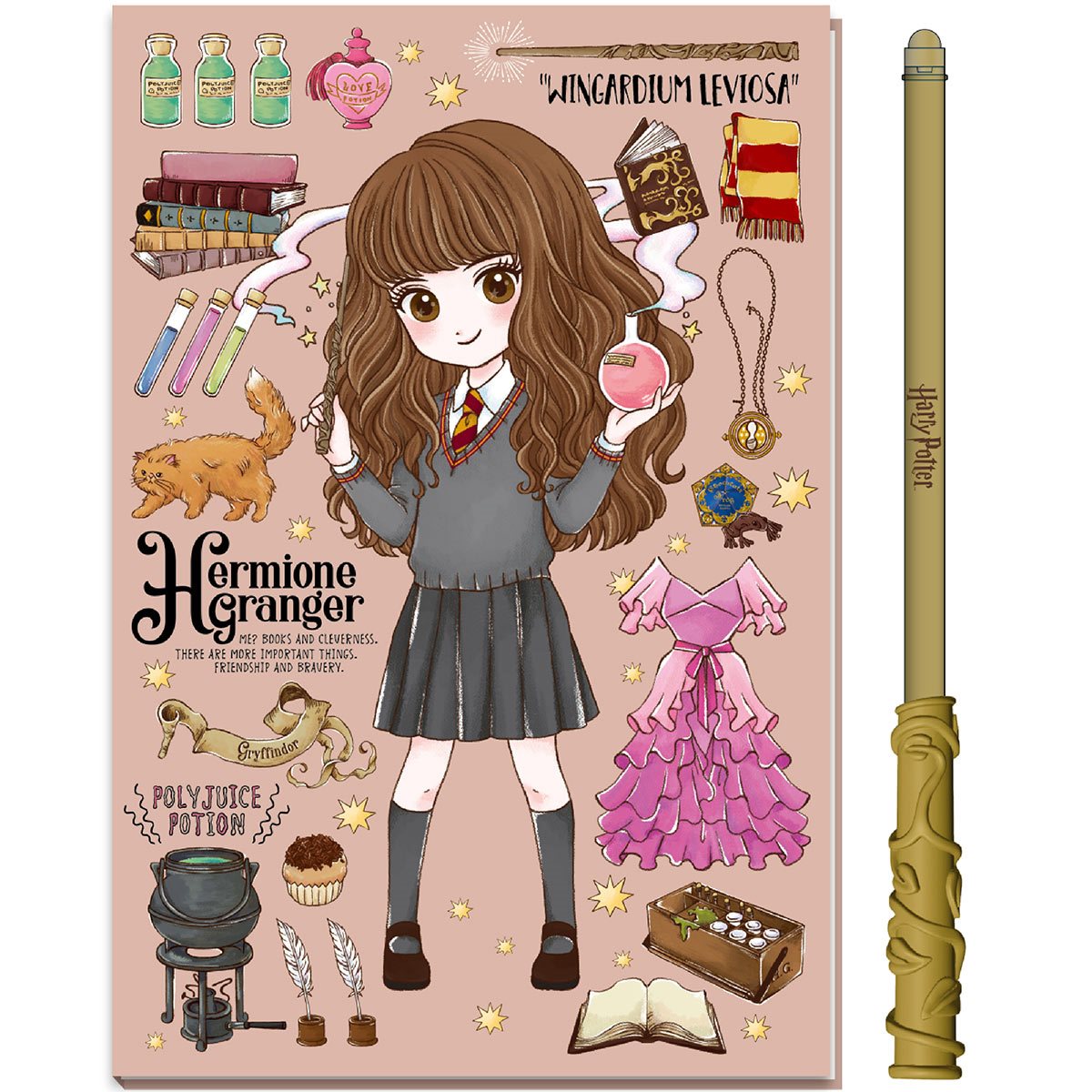 Hermione Granger Journal 100 Pages With Wand Pen For Muggles, Witches & Wizards