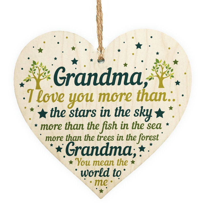 Wooden Heart Gift for Grandma From Grandchildren - Mother's Day Present
