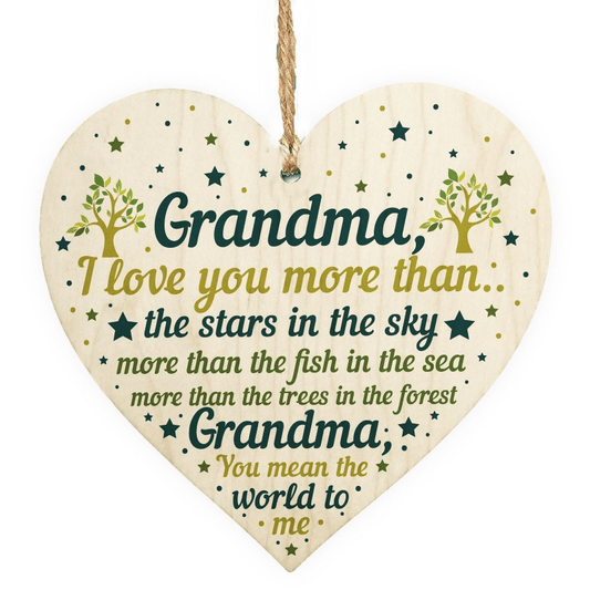 Wooden Heart Gift for Grandma From Grandchildren - Mother's Day Present