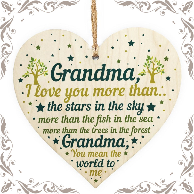 Wooden Heart Gift for Grandma From Grandchildren - Mother's Day Present