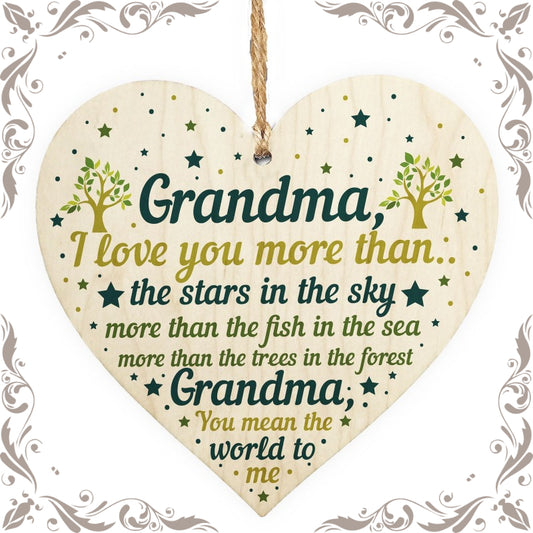 Wooden Heart Gift for Grandma From Grandchildren - Mother's Day Present