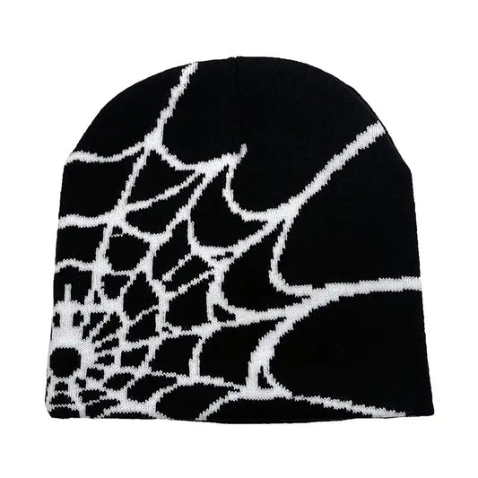 Fashionable Spider Knitted Hat with Web Pattern
