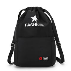 Drawstring Gym Bag Lightweight Nylon Backpack Bundle Pocket