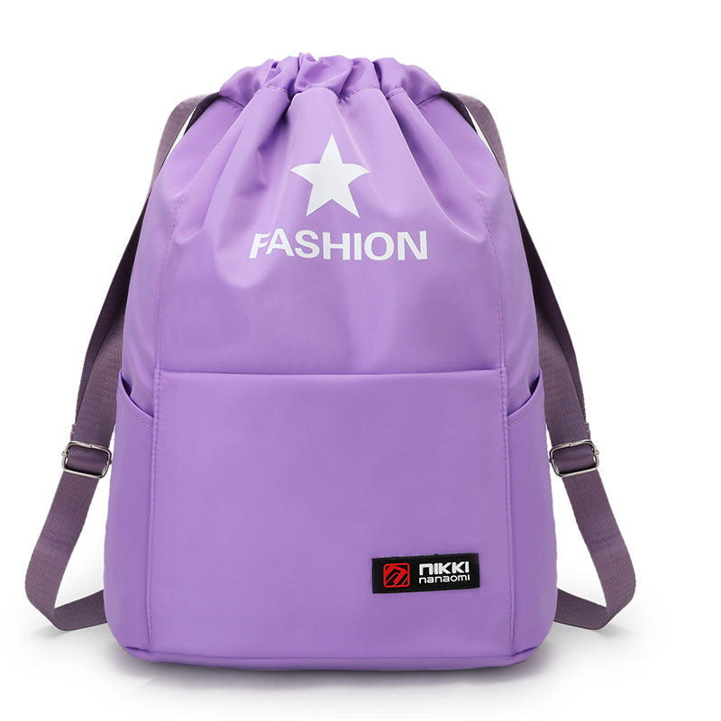 Drawstring Gym Bag Lightweight Nylon Backpack Bundle Pocket