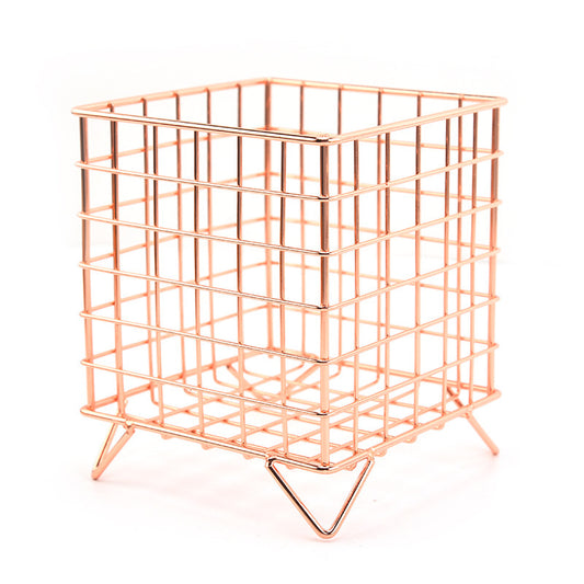Iron Storage Rack Desktop Book Pen Storage Box Large Capacity Basket
