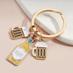 Red Wine Beer Charm Drip Keychain Car Key Pendant Bag Car Key Decoration
