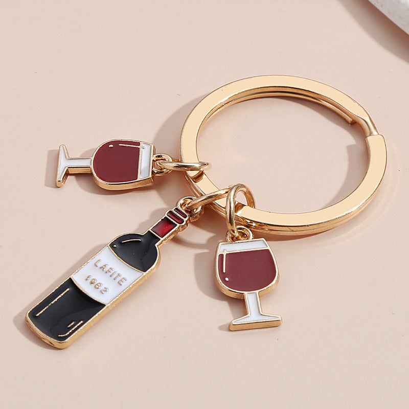 Red Wine Beer Charm Drip Keychain Car Key Pendant Bag Car Key Decoration
