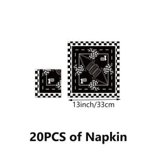 20pcs Checkered Racing Party Tableware Set - Race Car Themed Paper Plates, Napki