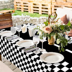20pcs Checkered Racing Party Tableware Set - Race Car Themed Paper Plates, Napki