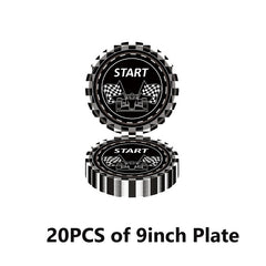 20pcs Checkered Racing Party Tableware Set - Race Car Themed Paper Plates, Napki