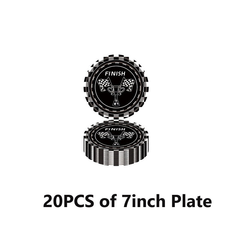 20pcs Checkered Racing Party Tableware Set - Race Car Themed Paper Plates, Napki