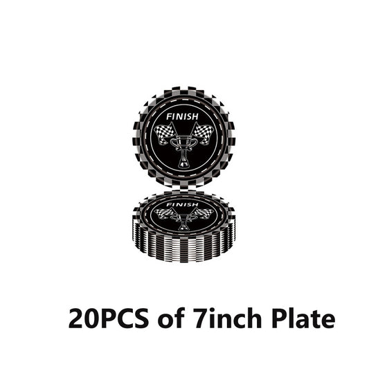 20pcs Checkered Racing Party Tableware Set - Race Car Themed Paper Plates, Napki