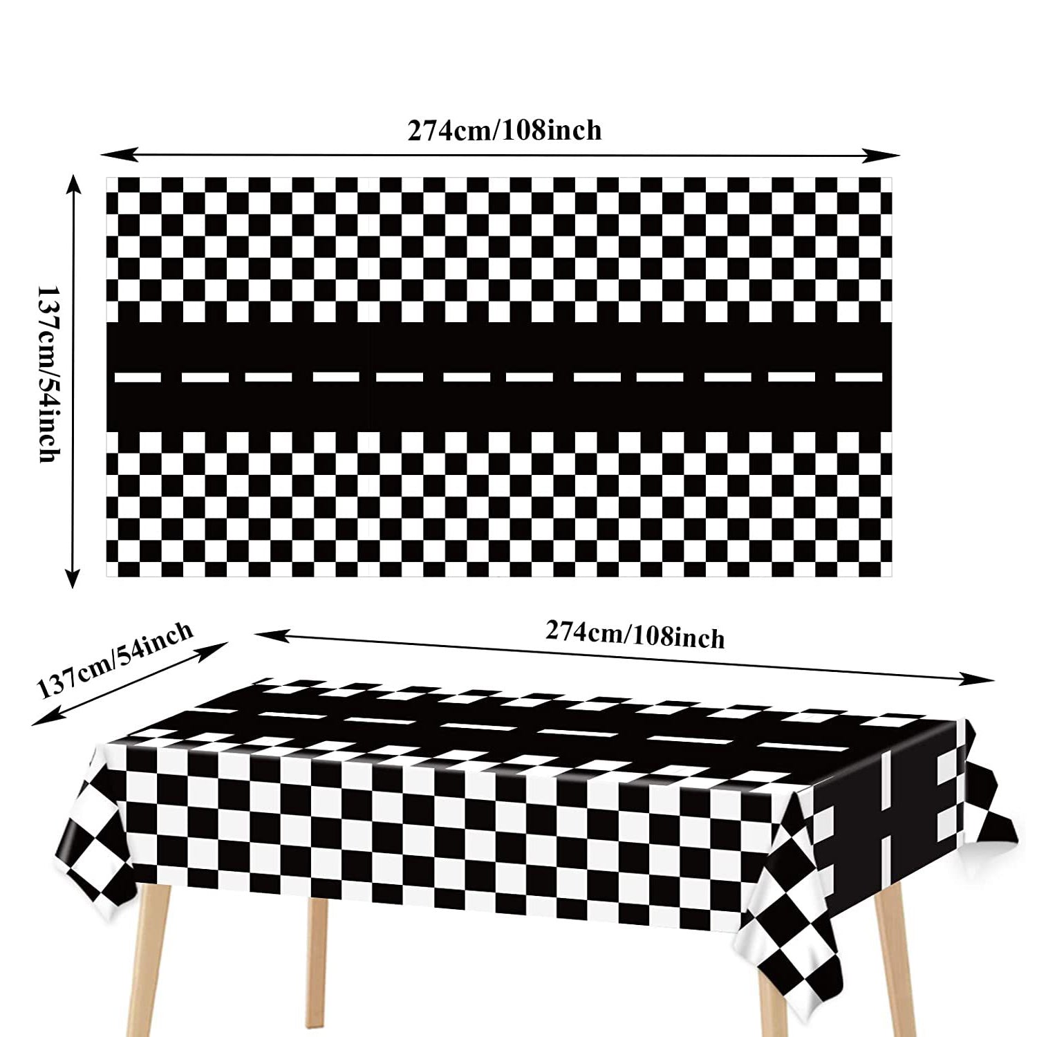 20pcs Checkered Racing Party Tableware Set - Race Car Themed Paper Plates, Napki