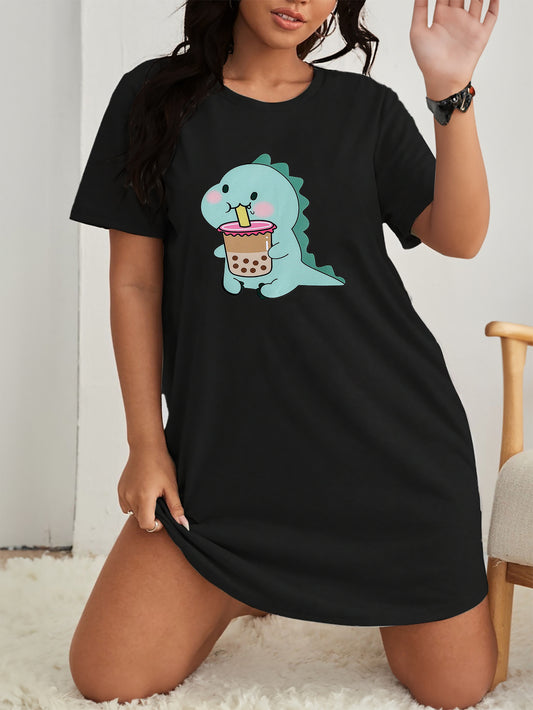  Dino Print Short Sleeve Nightdress