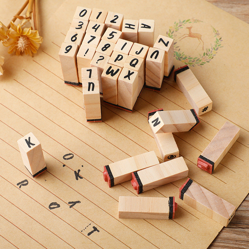 Rectangle Craft Stamp Set Hand Account Typewriter Number Letter Stamp 40pcs