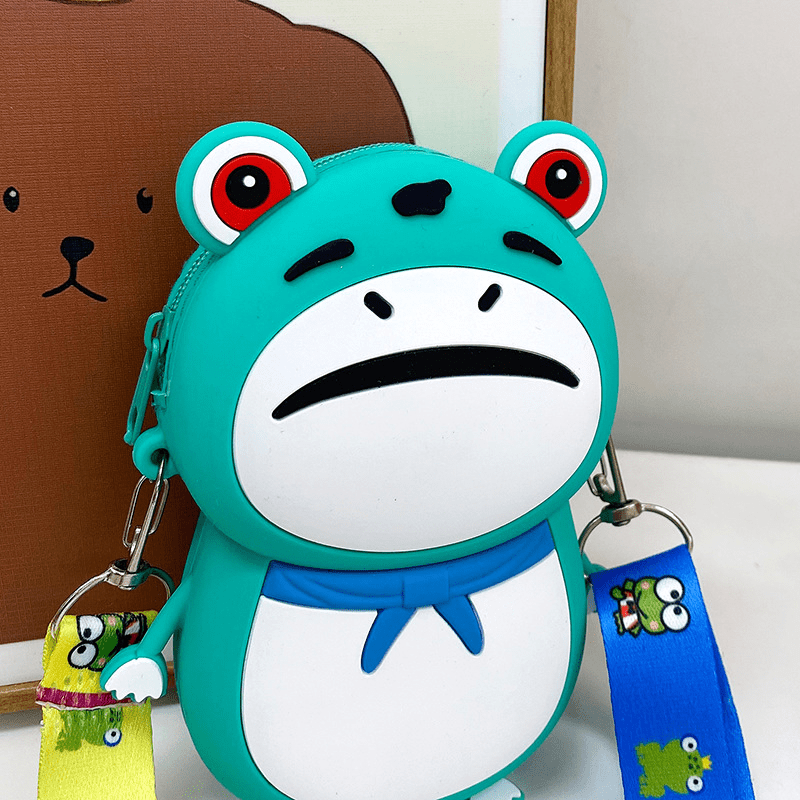 Funny Frog Bag Messenger Bag for Kids Silicone Coin Purse Small Satchel