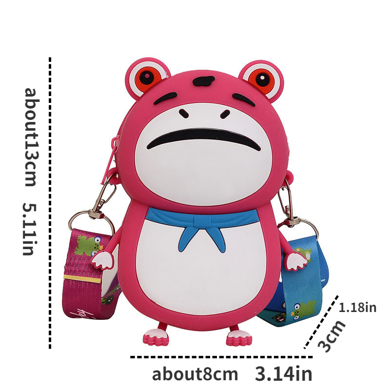 Funny Frog Bag Messenger Bag for Kids Silicone Coin Purse Small Satchel