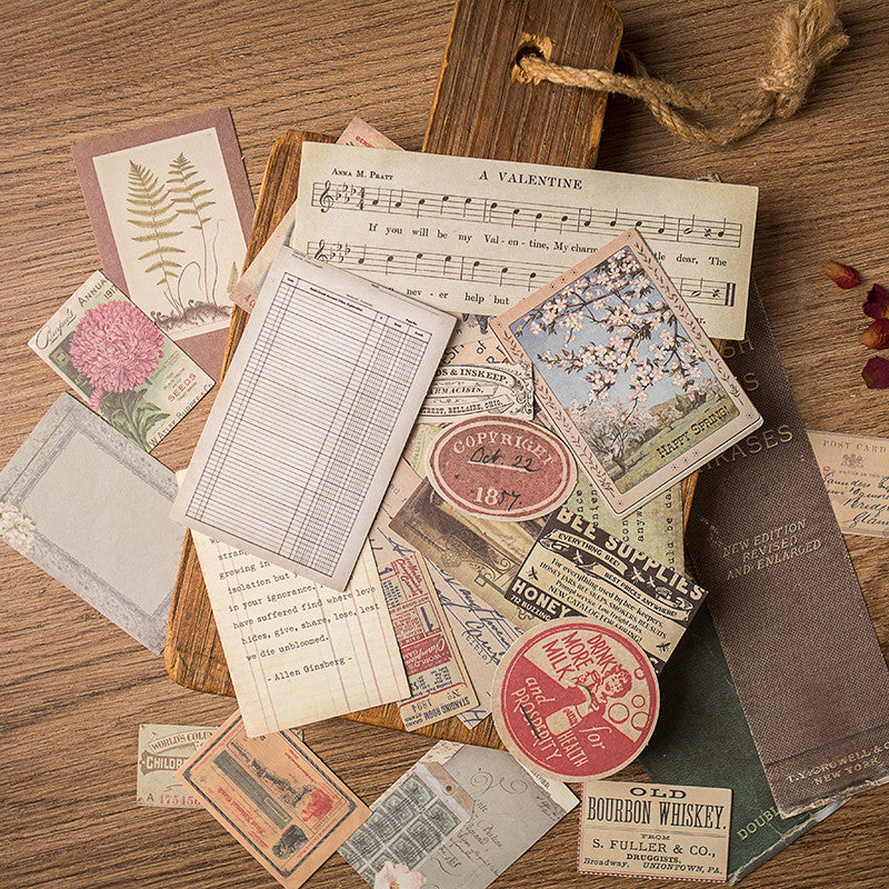 30pcs Dilapidated Elements Stickers for DIY Scrapbooking Arts Crafts