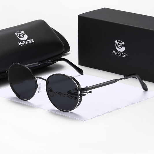 MePanda Unisex Round Metal Punk Sunglasses