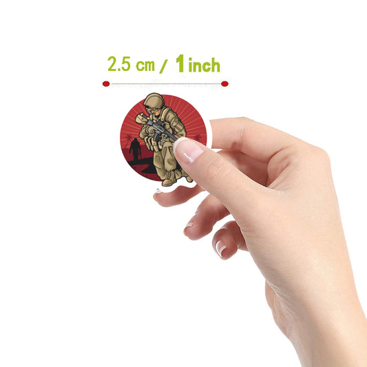 500pcs Military Funny Stickers Pack 2.54 cm 10 Patterns Cartoon Labels