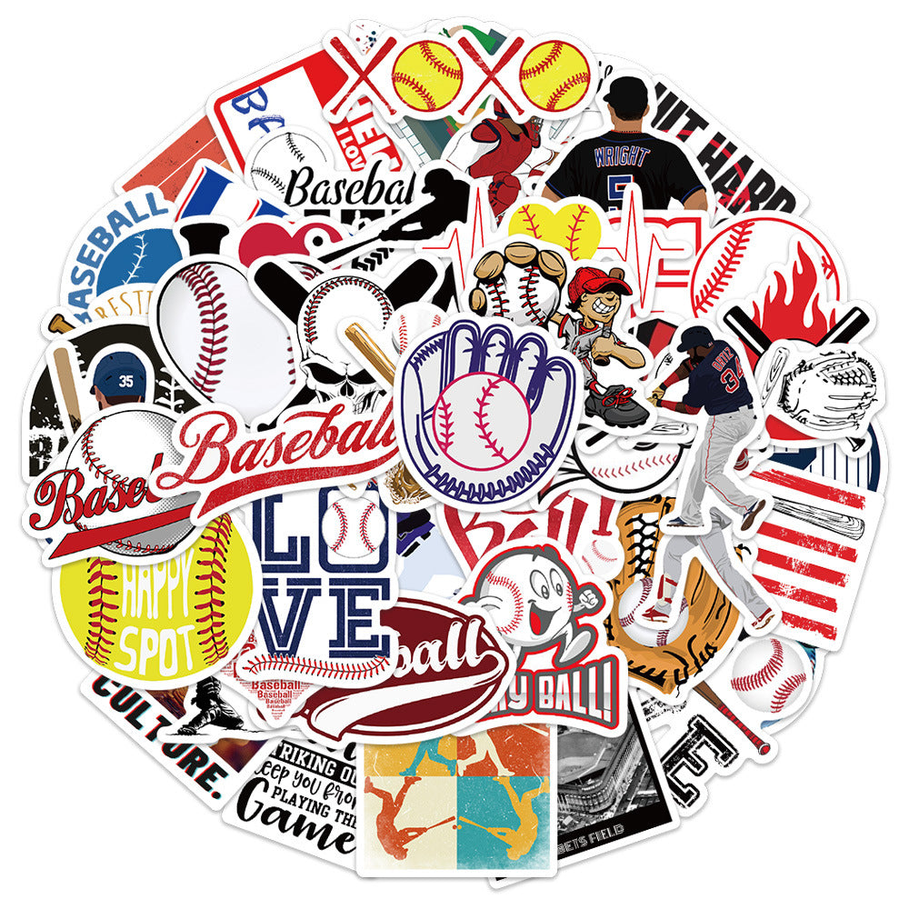 52PCS Sports Baseball Stickers Fun Waterproof Reusable DIY Room Decoration