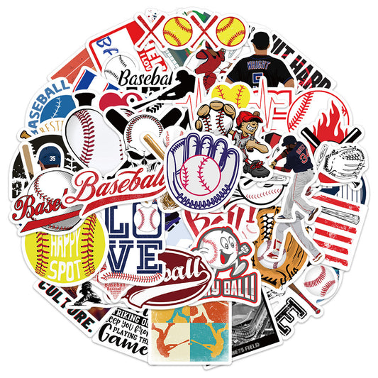 52PCS Sports Baseball Stickers Fun Waterproof Reusable DIY Room Decoration