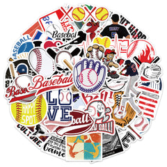 52PCS Sports Baseball Stickers Fun Waterproof Reusable DIY Room Decoration