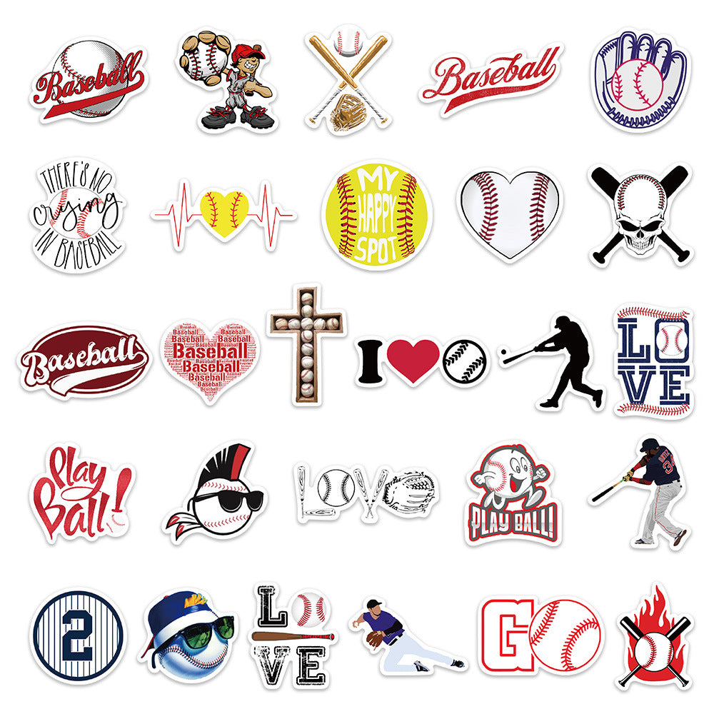 52PCS Sports Baseball Stickers Fun Waterproof Reusable DIY Room Decoration