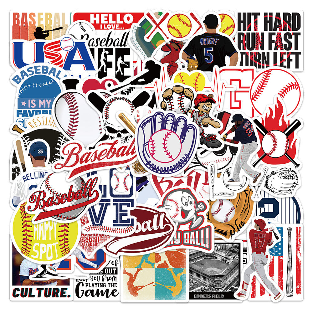 52PCS Sports Baseball Stickers Fun Waterproof Reusable DIY Room Decoration