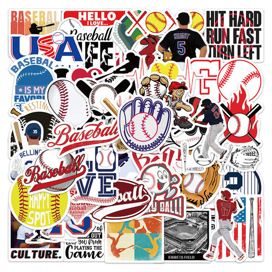 52PCS Sports Baseball Stickers Fun Waterproof Reusable DIY Room Decoration