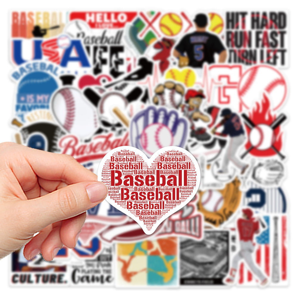 52PCS Sports Baseball Stickers Fun Waterproof Reusable DIY Room Decoration