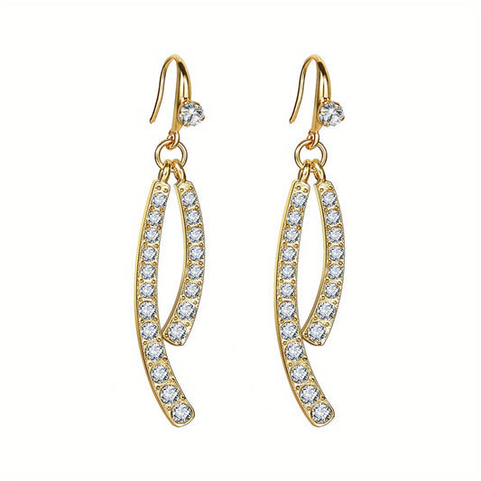 Tassel Leaf Rhinestone Dangle Earrings Retro Cross Jewelry Gift