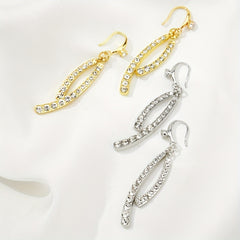 Tassel Leaf Rhinestone Dangle Earrings Retro Cross Jewelry Gift