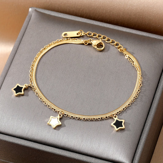 Star Pendant Snake Chain Bracelet Y2K Style Hand Chain Jewelry For Girls
