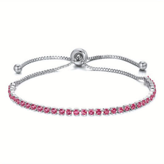 Adjustable Tennis Chain Bracelet Rhinestone Decor Hand Jewelry For Women