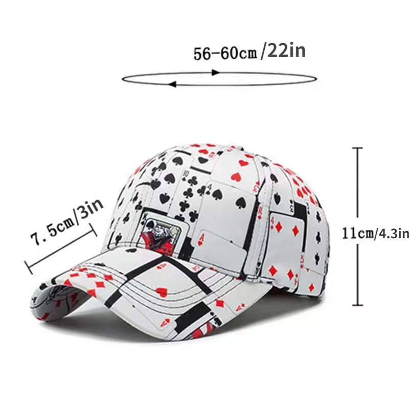 Unisex Poker Pattern Baseball Cap Sunshade Breathable Outdoor Sport